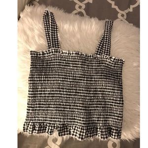 Black and white checkered crop top